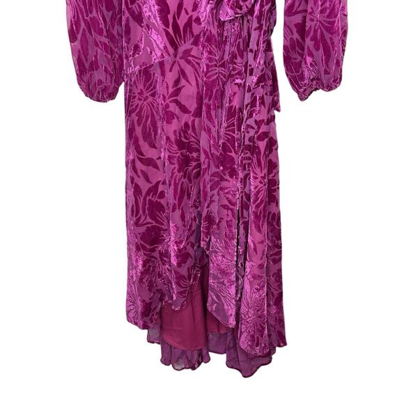 Hutch Womens Daniella Velvet Wrap Maxi Dress XL Romantic Boho Floral Fuchsia - Picture 5 of 12